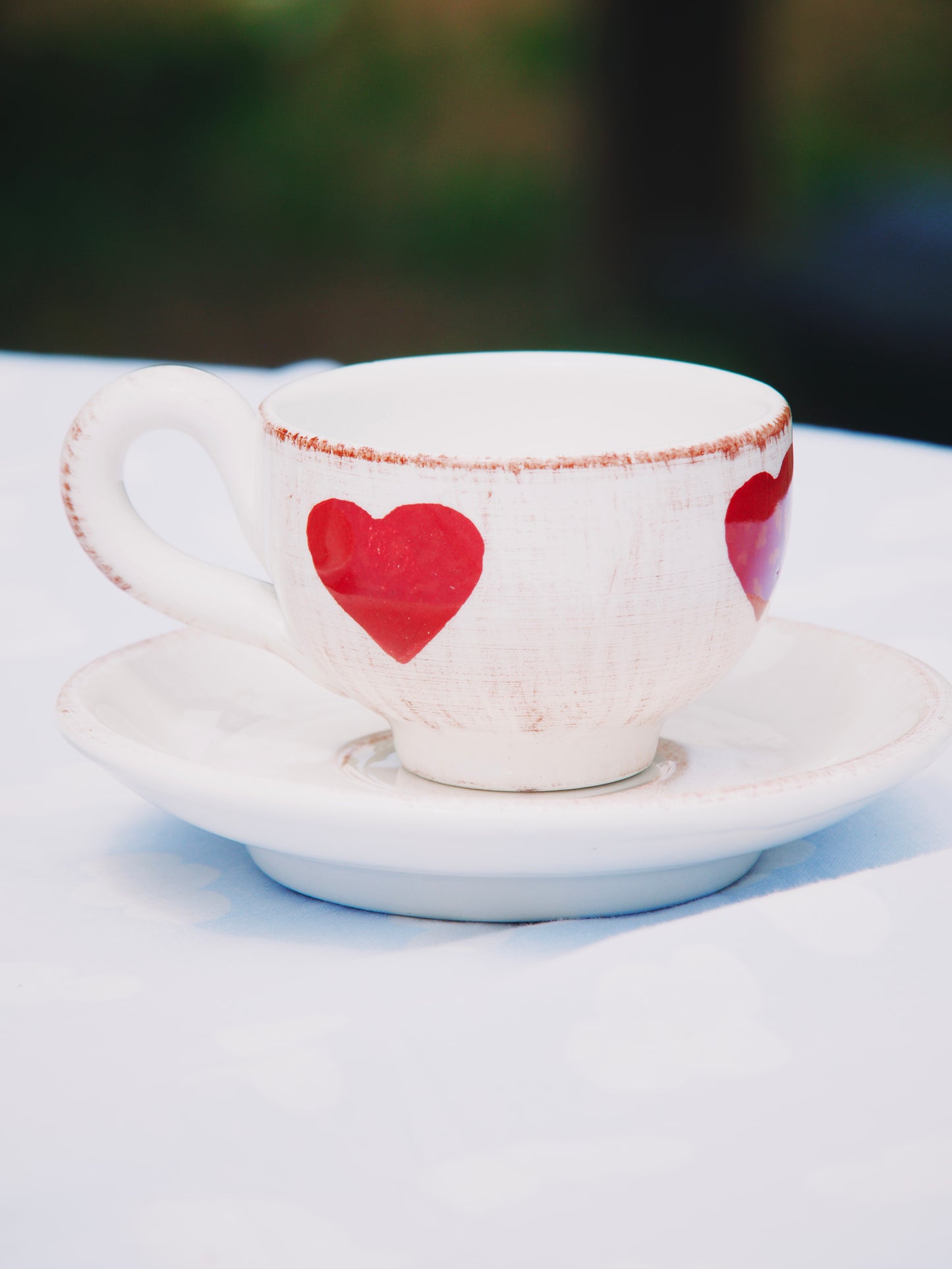 duo de tasse à expresso et soucoupe - coeurs