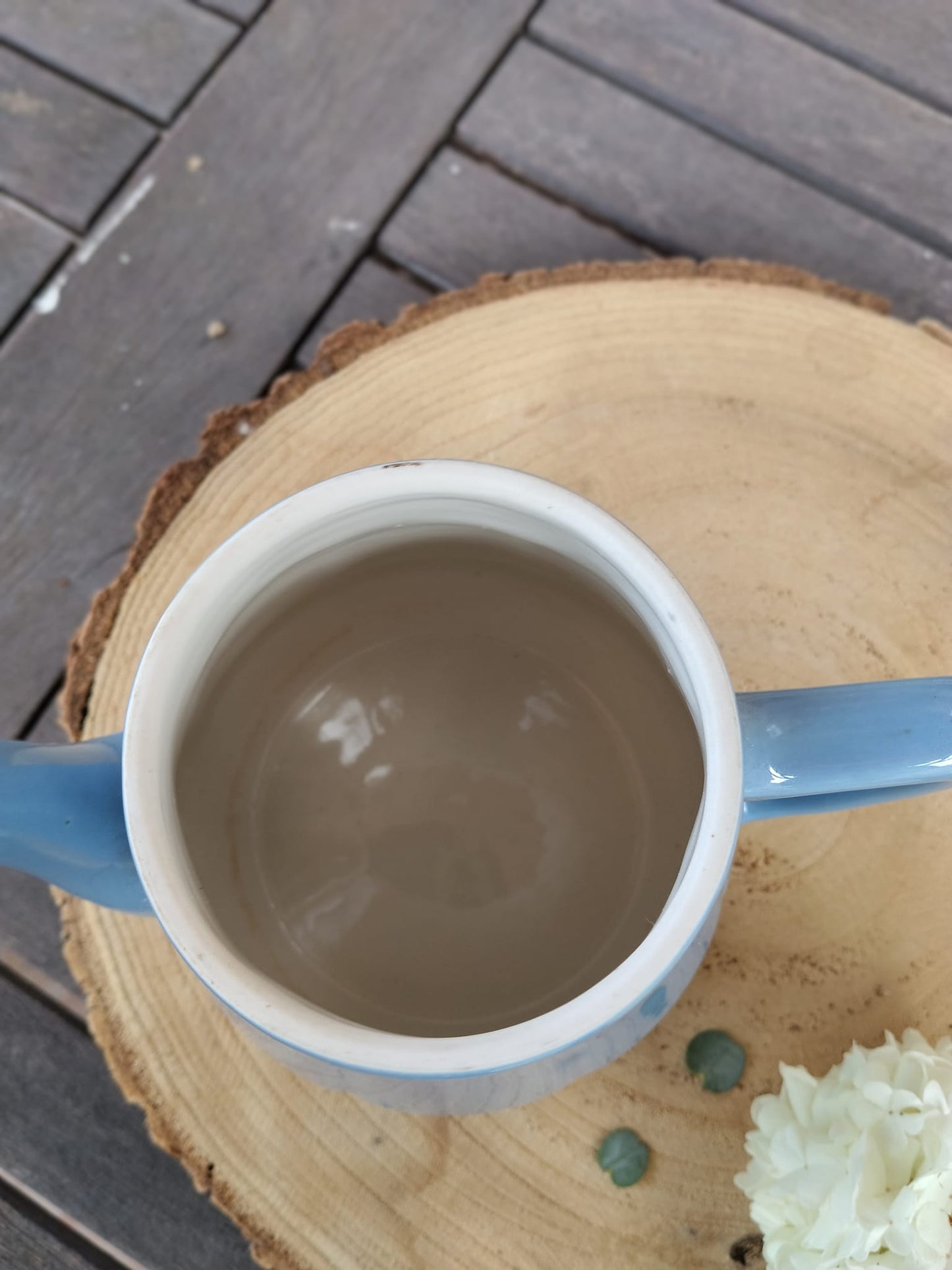 théière ancienne bleu et blanche