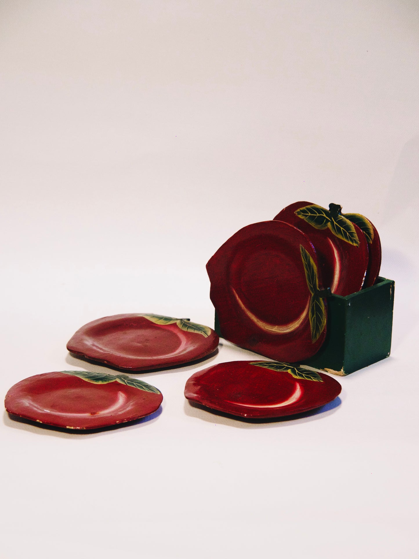 Sous-verres en bois en forme de pommes