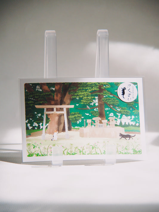 Carte Postale Japonaise Tabineko – Chats au Sanctuaire Shinto