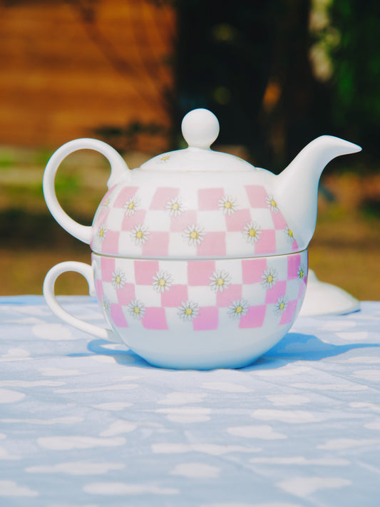 théière solitaire (Tea for One) pâquerettes