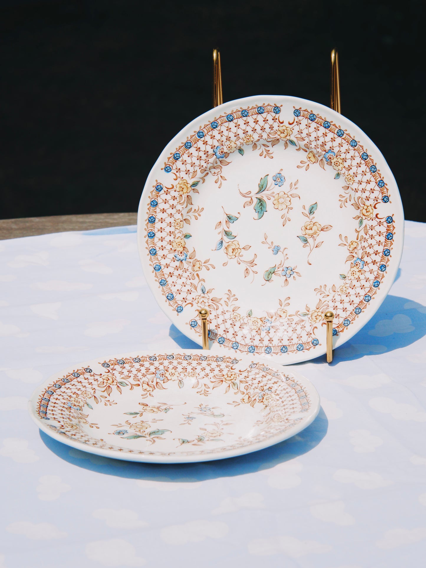 Duo d'assiettes à dessert vintage Royal Tudor Ware – Modèle « Lattice »