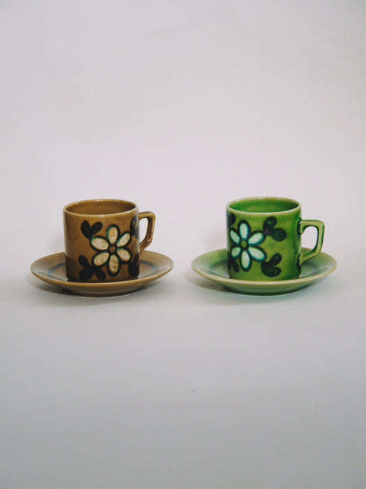 Duo tasses fleurs années 70