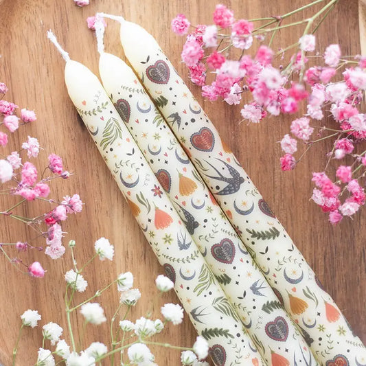 ✨Ensemble de 3 bougies  à motif floral / whimsy folk