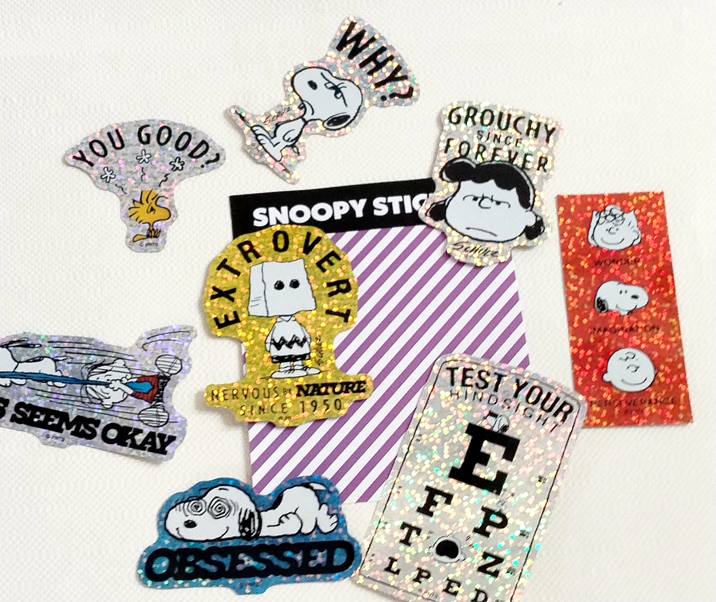 Pack 9 stickers Snoopy paillettes