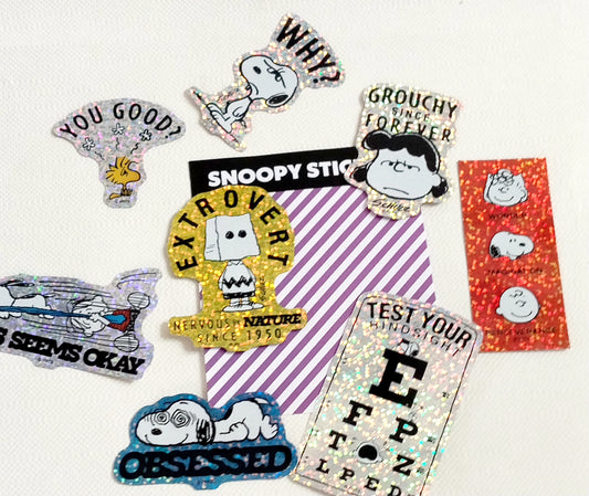 Pack 9 stickers Snoopy paillettes