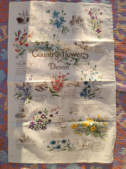 Tea towel "Country flowers of Devon"